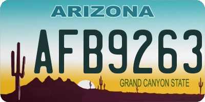 AZ license plate AFB9263