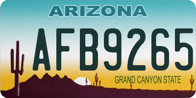 AZ license plate AFB9265