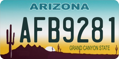 AZ license plate AFB9281