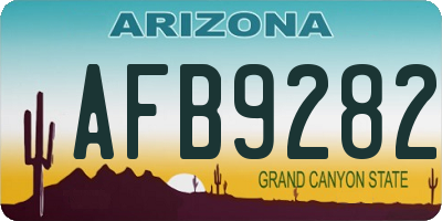 AZ license plate AFB9282
