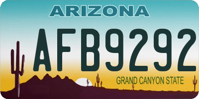 AZ license plate AFB9292
