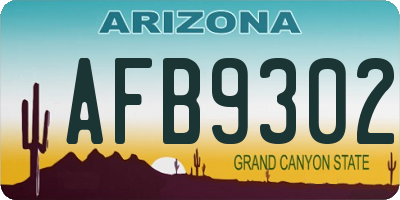 AZ license plate AFB9302