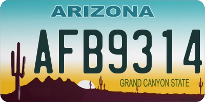 AZ license plate AFB9314