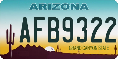 AZ license plate AFB9322