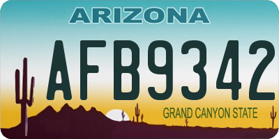 AZ license plate AFB9342