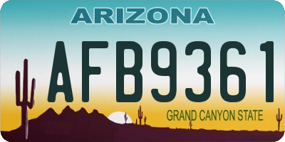 AZ license plate AFB9361