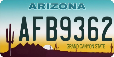 AZ license plate AFB9362