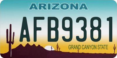 AZ license plate AFB9381