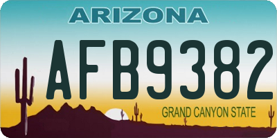 AZ license plate AFB9382