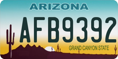 AZ license plate AFB9392