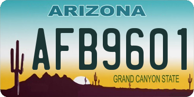 AZ license plate AFB9601
