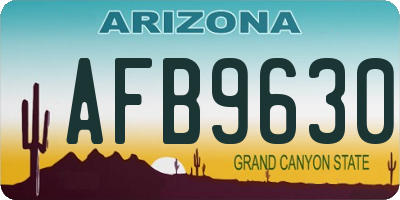 AZ license plate AFB9630