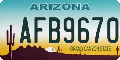 AZ license plate AFB9670