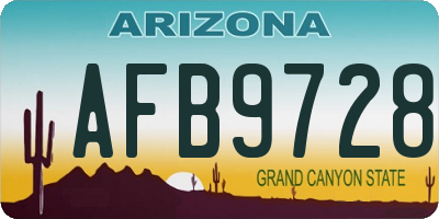 AZ license plate AFB9728