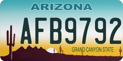 AZ license plate AFB9792