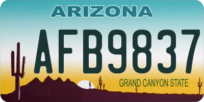 AZ license plate AFB9837