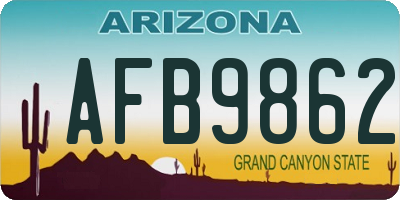 AZ license plate AFB9862