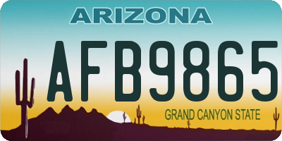 AZ license plate AFB9865