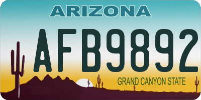 AZ license plate AFB9892
