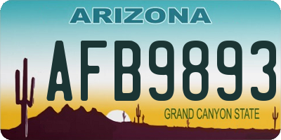 AZ license plate AFB9893
