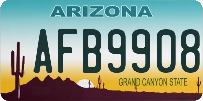 AZ license plate AFB9908