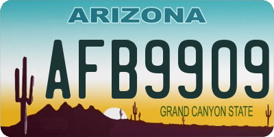 AZ license plate AFB9909