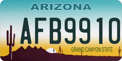 AZ license plate AFB9910