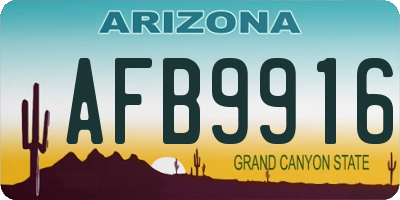 AZ license plate AFB9916