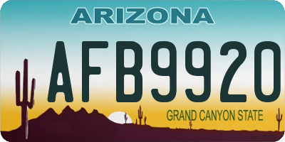 AZ license plate AFB9920