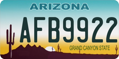 AZ license plate AFB9922