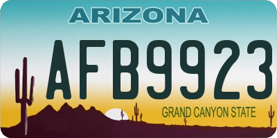 AZ license plate AFB9923