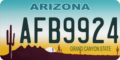 AZ license plate AFB9924