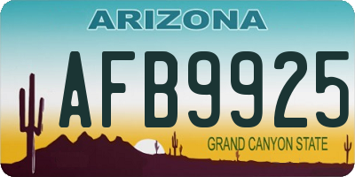 AZ license plate AFB9925