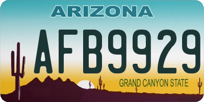 AZ license plate AFB9929