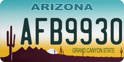 AZ license plate AFB9930
