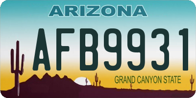 AZ license plate AFB9931