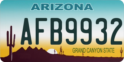 AZ license plate AFB9932