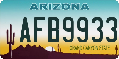 AZ license plate AFB9933