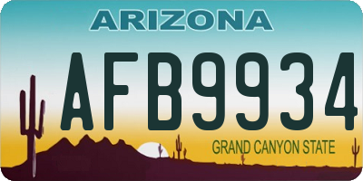 AZ license plate AFB9934