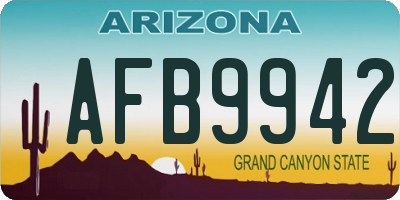 AZ license plate AFB9942
