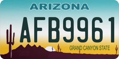 AZ license plate AFB9961