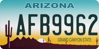 AZ license plate AFB9962