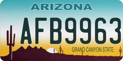 AZ license plate AFB9963