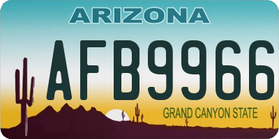 AZ license plate AFB9966