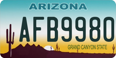 AZ license plate AFB9980