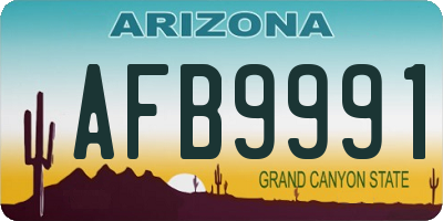 AZ license plate AFB9991