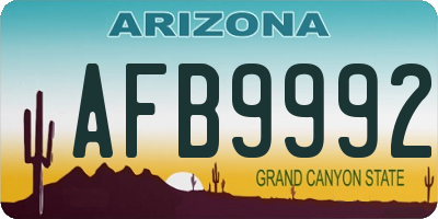 AZ license plate AFB9992