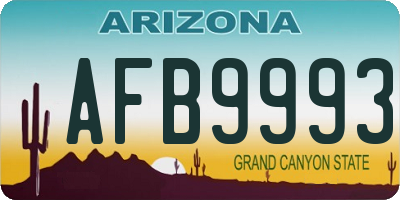 AZ license plate AFB9993