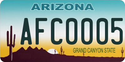 AZ license plate AFC0005
