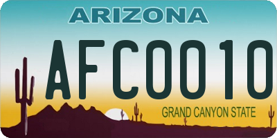 AZ license plate AFC0010